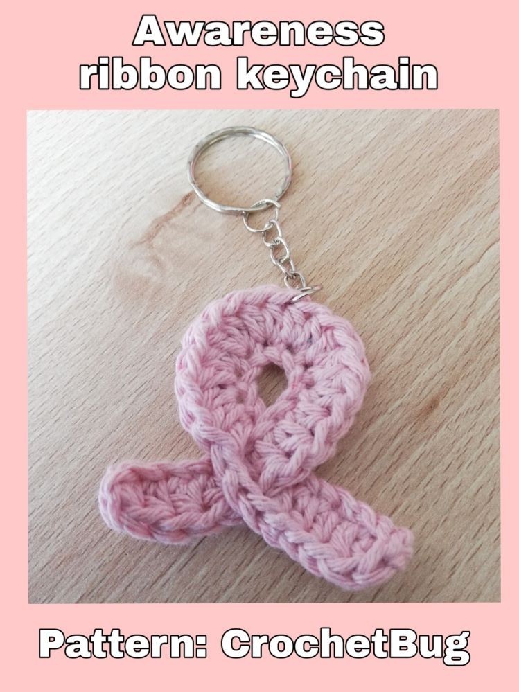 Cancer awareness ribbon keychain