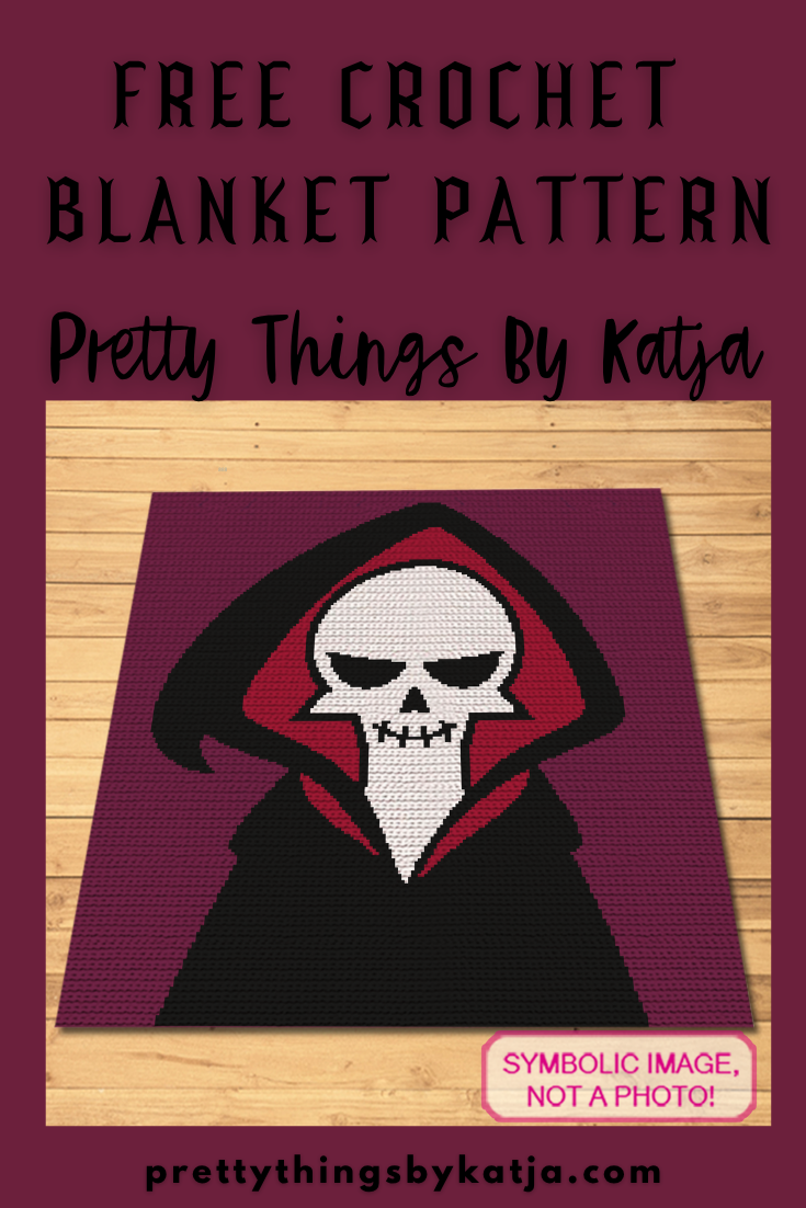 Free Grim Reaper crochet blanket pattern for spooky Halloween graphghan crochet