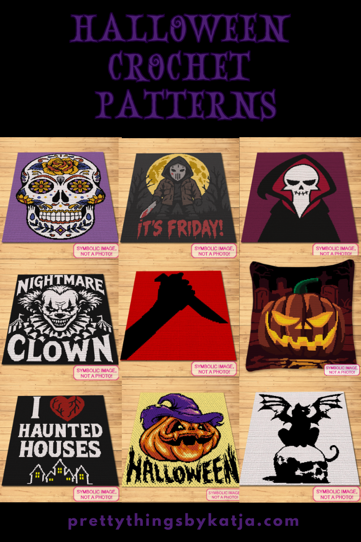 Creepy Halloween crochet blanket patterns for horror and gothic home decor
Grim Reaper SC graphghan free crochet pattern with written instructions
