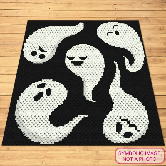 Halloween Crochet Ghosts - C2C blanket and Crochet Pillow Pattern