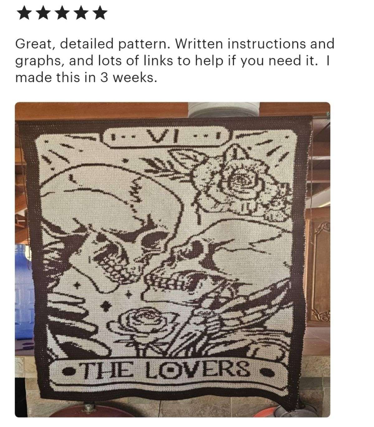 See how real crocheters brought The Lovers Tarot Card Crochet Pattern to life! 🧶 Browse finished customer blankets in black and white, warm neutrals and beautiful custom color combinations. A gorgeous two-color tapestry crochet project for tarot lovers, gothic homes and creative crocheters.