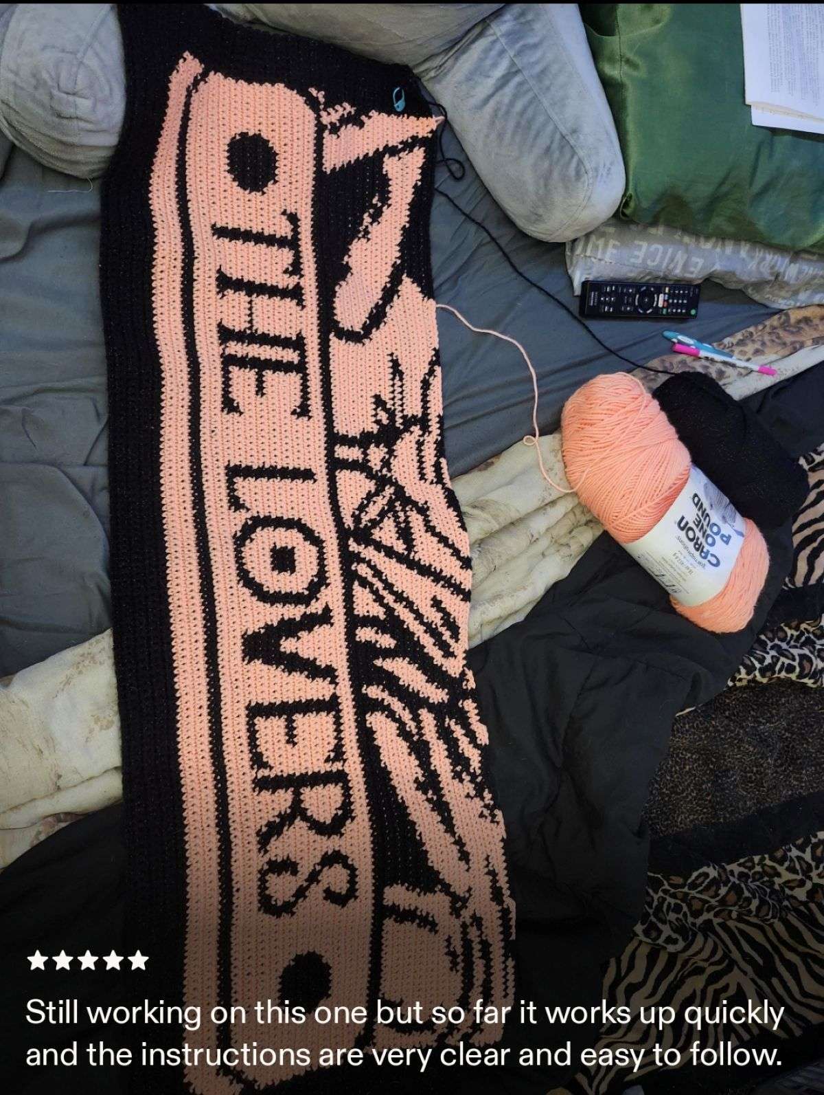 One crochet graph, so many possibilities! 🧶 See The Lovers Tarot Card Blanket made in classic black and white, warm neutrals, red roses and completely different color combinations. Get inspiration for customizing this two-color SC tapestry crochet pattern to match your own gothic style.